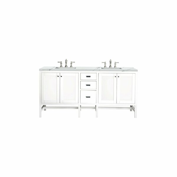 James Martin Vanities Addison 72in Double Vanity, Glossy White w/ 3 CM Ethereal Noctis Top E444-V72-GW-3ENC